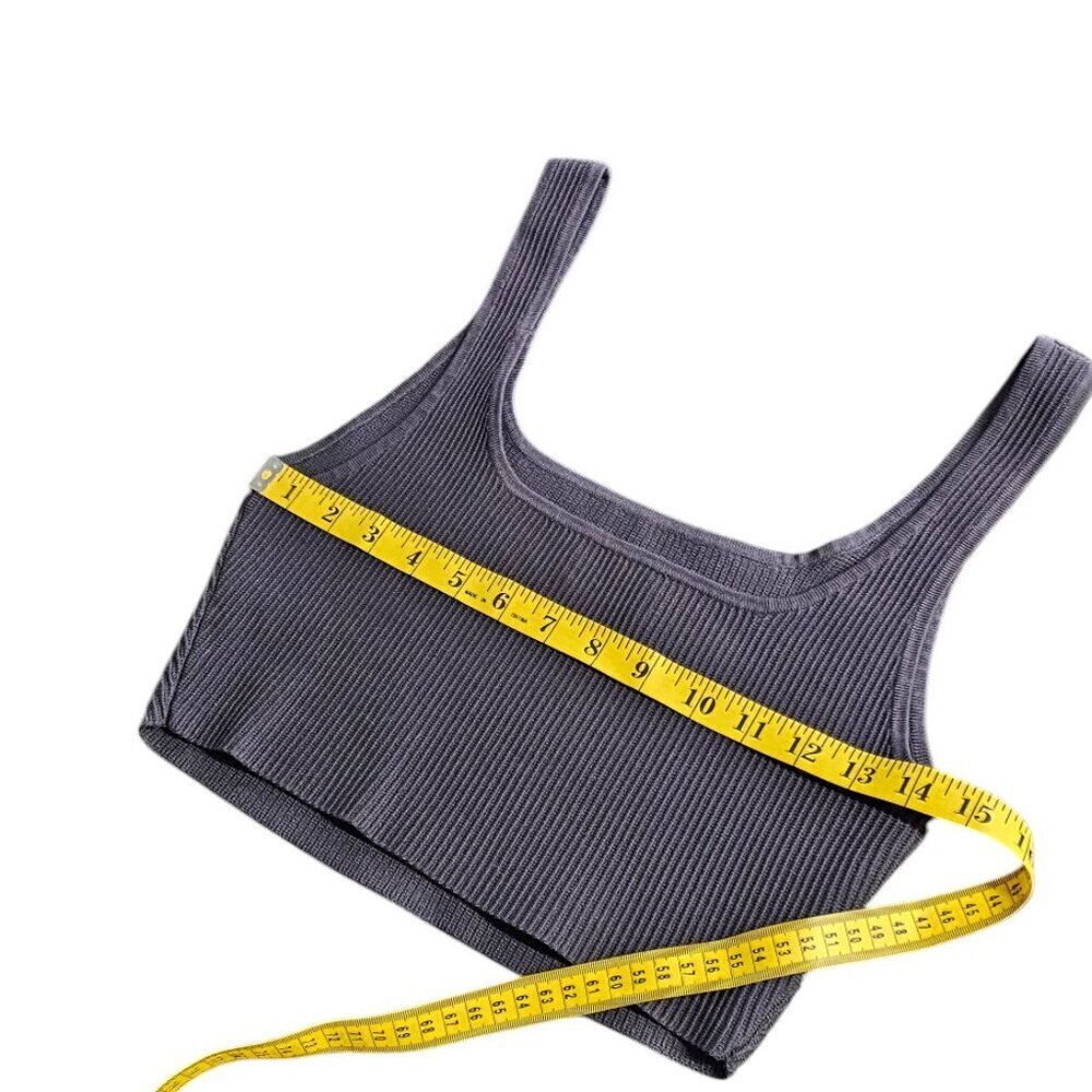 Aritzia Babaton Sculpt Knit Crop Tank Top, Ribbed, Stretch, Thick, Grey, Size M - Picture 6 of 8